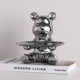 Variant image for Shinebear - Elegant Ceramic Bear Sculpture with Shiny Finish & Functional Tray-3