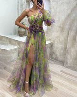 Women's Floral One-Shoulder Maxi Dress