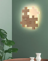 PuzzleGlow – Modern LED Wall Lamp with Wooden Playful Design