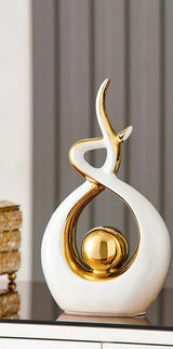 LuxeForm – Abstract Ceramic Sculpture with Gold Accents