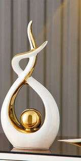 LuxeForm – Abstract Ceramic Sculpture with Gold Accents