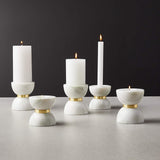 Marbello - Elegant Marble Candlestick with Brass Accents for Pillar Candles-2