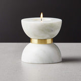 Marbello - Elegant Marble Candlestick with Brass Accents for Pillar Candles-5