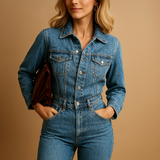 Nail jumpsuit with straight legs and long sleeves 1