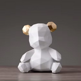 GeoBear - Modern Geometric Resin Animal Figurine with Silver Accents-1
