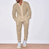 Variant image for Elías - Men's Linen Set with Long Sleeves & Straight Pants for Comfort-8