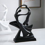 Elegant Modern Dancing Sculpture - Black and White Resin Art Piece-1
