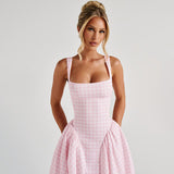 Luna - Trendy Checkered Women's Midi Dress