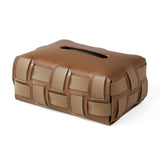 Variant image for Sorrento Vegan Leather Tissue Box Cover - Elegant Woven Design Holder-1