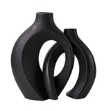 White Ceramic Vase Set - Modern Boho Ceramic Flower Vases for Home Decor-2