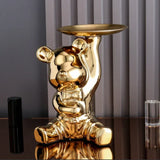 Variant image for Shinebear - Elegant Ceramic Bear Sculpture with Shiny Finish & Functional Tray-2