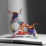 Variant image for ArtToro - Handcrafted Graffiti Bull Statue for Modern Home Decor, 29 x 18.5 cm-1