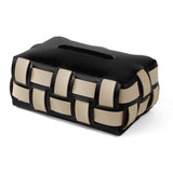 Variant image for Sorrento Vegan Leather Tissue Box Cover - Elegant Woven Design Holder-2