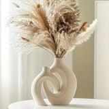Variant image for White Ceramic Vase Set - Modern Boho Ceramic Flower Vases for Home Decor-1