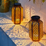 Vintage Iron Solar Hanging Lantern - Durable Outdoor Garden Light 0
