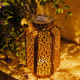 Vintage Iron Solar Hanging Lantern - Durable Outdoor Garden Light 3