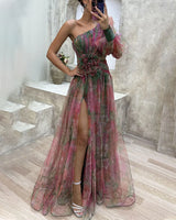 Women's Floral One-Shoulder Maxi Dress