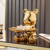 Variant image for Shinebear - Elegant Ceramic Bear Sculpture with Shiny Finish & Functional Tray-1